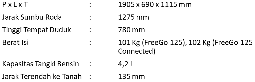 dimensi freego 125